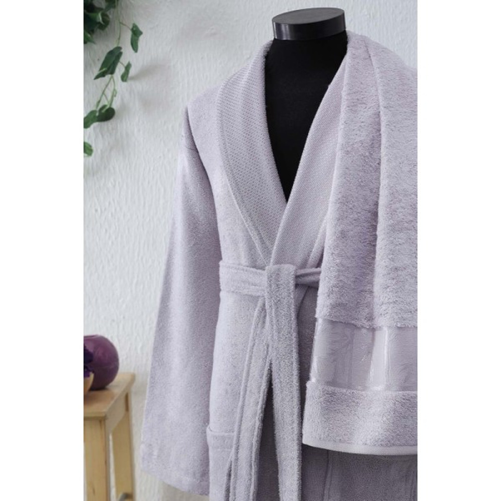 Arliva Home Bambu Bold Jakarlı Havlulu Bornoz Lıla Xxl - Lila - 2XL Bornoz Fiyatı