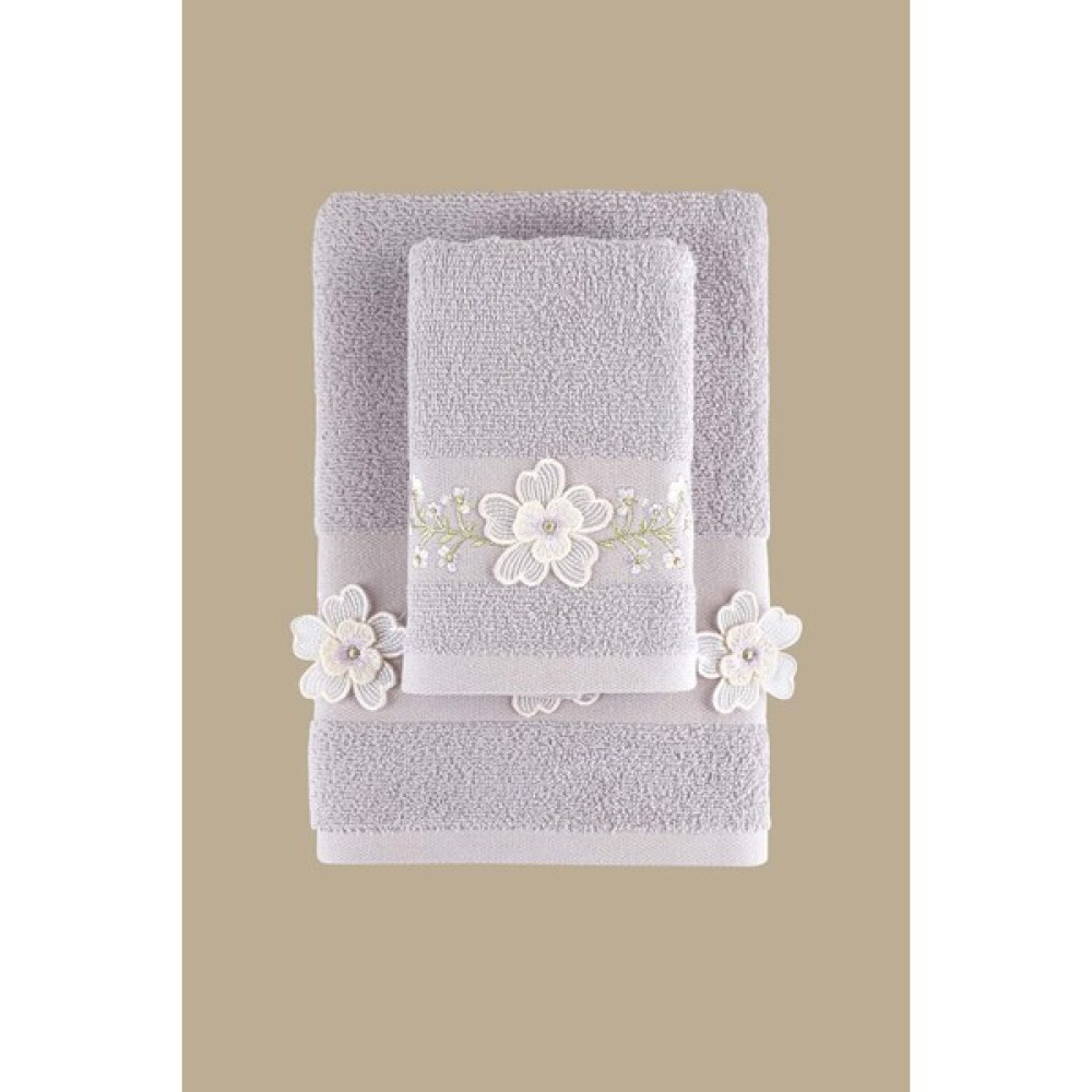 Arliva Home Mıne Nakıslı 2lı Havlu Setı Lıla 30X50 50X80 - Lila - 50 x 90 cm - 30 x 50 cm El / Yüz Havlusu Fiyatı