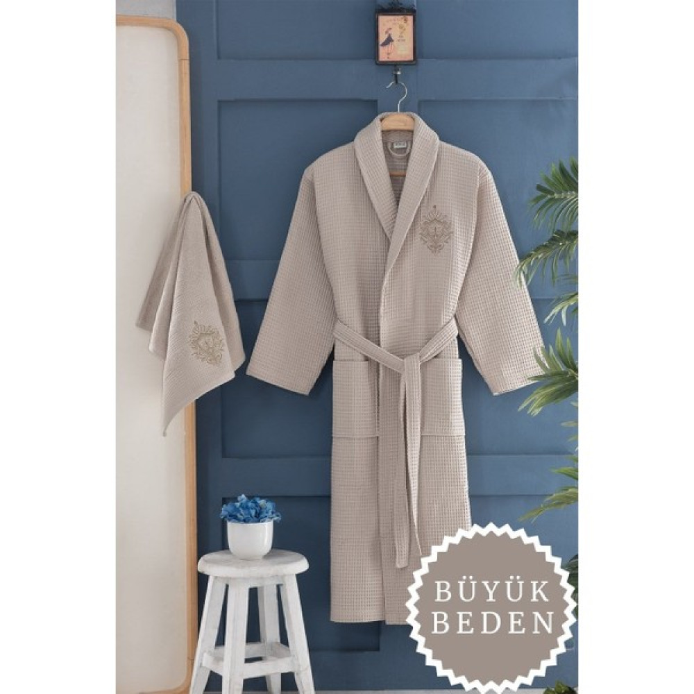Arliva Home Ruby Büyük Beden Pıke Bornoz Setı Bej 3xl Bornoz Fiyatı