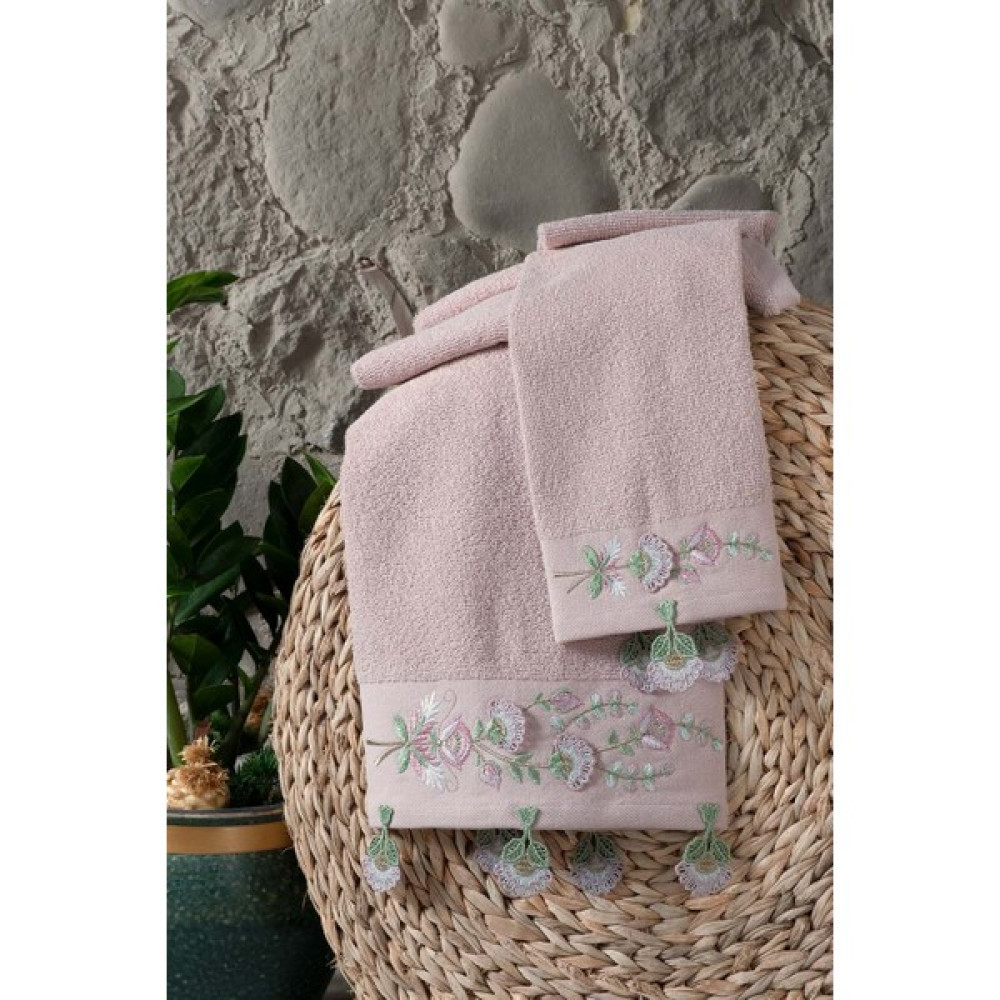 Arliva Home Yıldız Nakıslı 2lı Havlu Setı Gül Kurusu 30X50 50X80 - 50 x 80 cm El / Yüz Havlusu Fiyatı