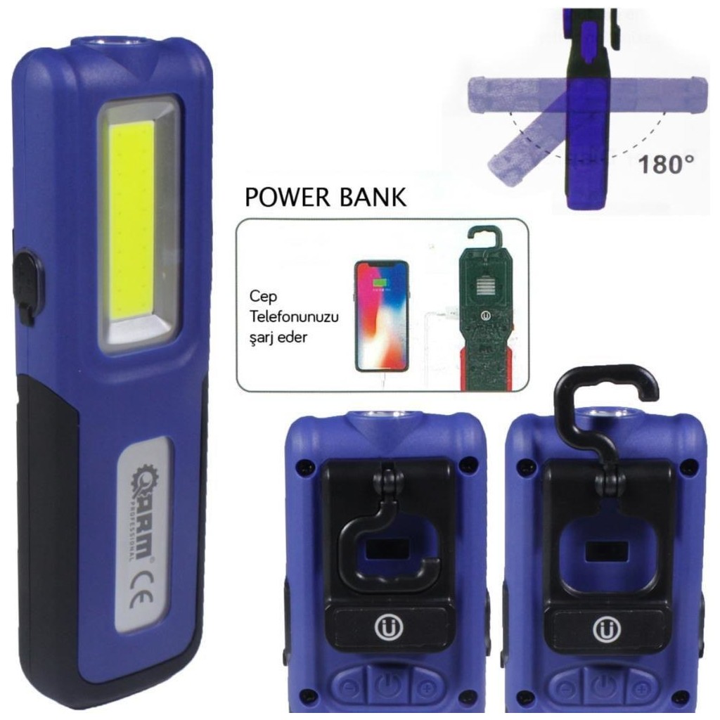 Arm ESEN109 Şarjlı LED Fener Mıknatıslı Lamba Powerbank 420 Lumen Taşınabilir Şarj Cihazı - Powerbank Fiyatı