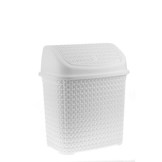 Arma House Örgü Desenli Beyaz Rengi 10 lt Plastik Klik Çöp Kovası