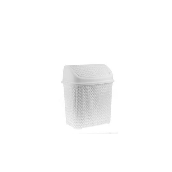 Arma House Örgü Desenli Beyaz Rengi 10 lt Plastik Klik Çöp Kovası