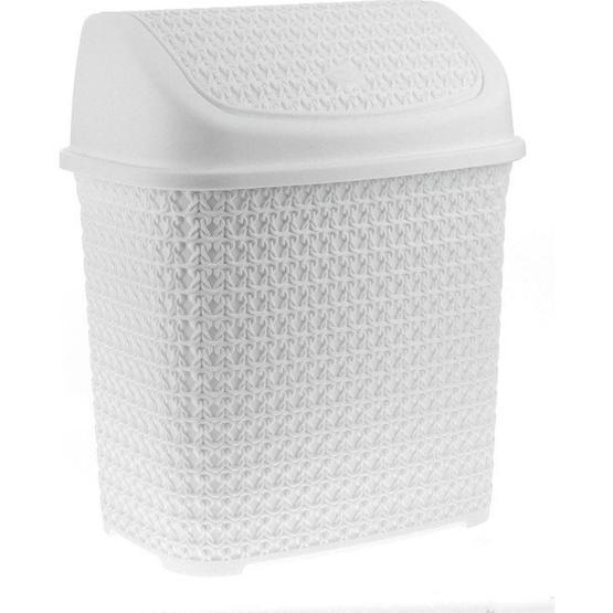 Arma House Örgü Desenli Beyaz Rengi 10 lt Plastik Klik Çöp Kovası
