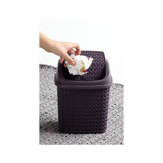 Arma House Örgü Desenli Mürdüm Rengi 4,5 lt Plastik Klik Çöp Kovası