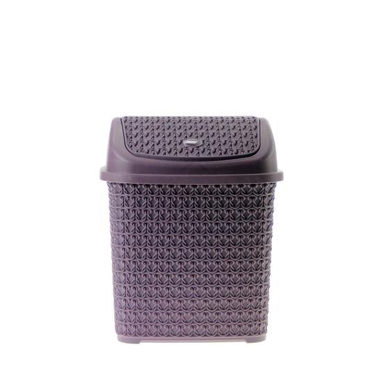 Arma House Örgü Desenli Mürdüm Rengi 4,5 lt Plastik Klik Çöp Kovası