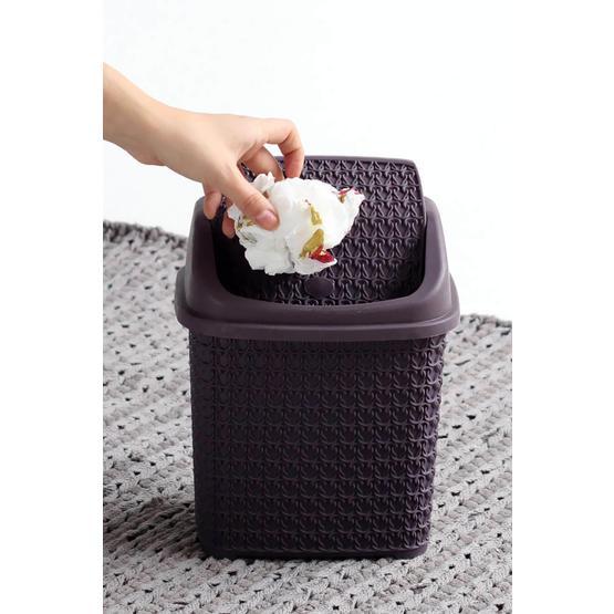 Arma House Örgü Desenli Mürdüm Rengi 4,5 lt Plastik Klik Çöp Kovası