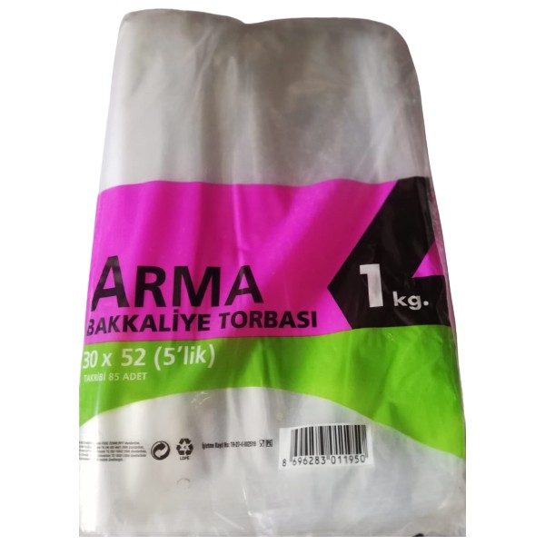 Arma Naksan Şeffaf Bakkaliye Torbası Poşeti 5'lik 30 x 52 Diğer Fiyatı