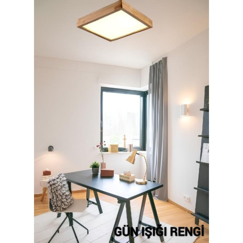 AR&MA WOOD Ahşap Çerçeve Tavan LED Aydınlatma Avize 30*30 cm Salon Yatak Odası Mutfak 6500K Gün Işığı Renk Kare LED - 1'li Avize Fiyatı
