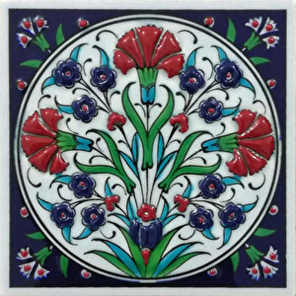 Armada Çini 10x10 Cm Ed 105 Üç Karanfil Kütahya El Dekoru Çini Pano Duvar Panosu Fiyatı