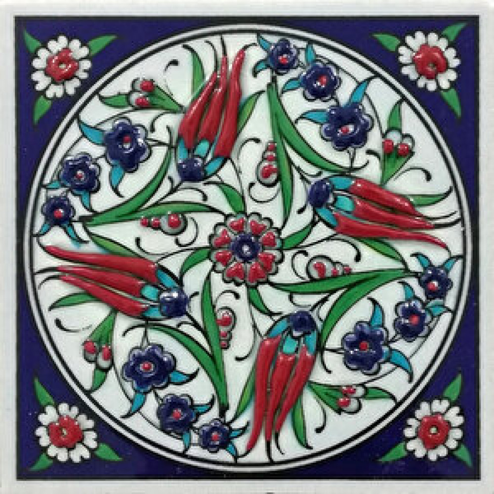 Armada Çini 10x10 Cm Ed 108 Dört Lale El Dekoru Kütahya Çini Pano Duvar Panosu Fiyatı