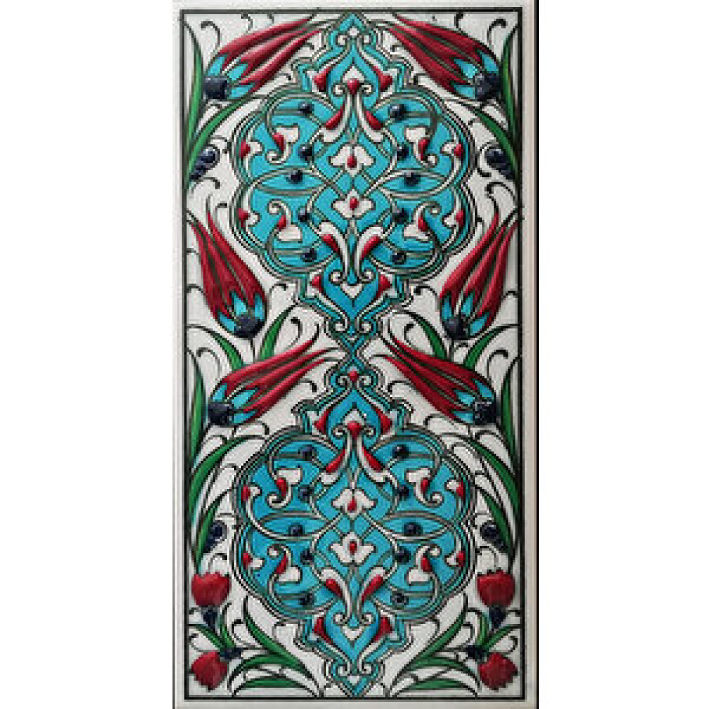 Armada Çini 10x20 Cm Ed 228 Turkuaz Rumi Desen El Dekoru Çini Karo Duvar Panosu Fiyatı
