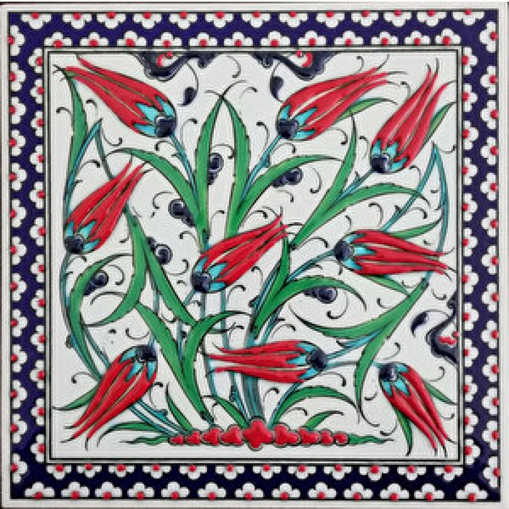 Armada Çini 20x20 Cm Ed 304 Kobalt Lalezar El Dekoru Çini Pano Duvar Panosu Fiyatı