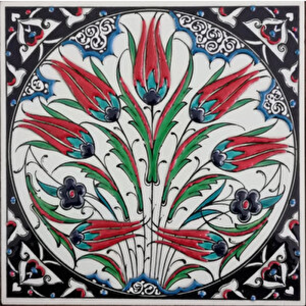 Armada Çini 20x20 Cm Ed 305 Kobalt Rumi Lalezar El Dekoru Çini Pano Duvar Panosu Fiyatı