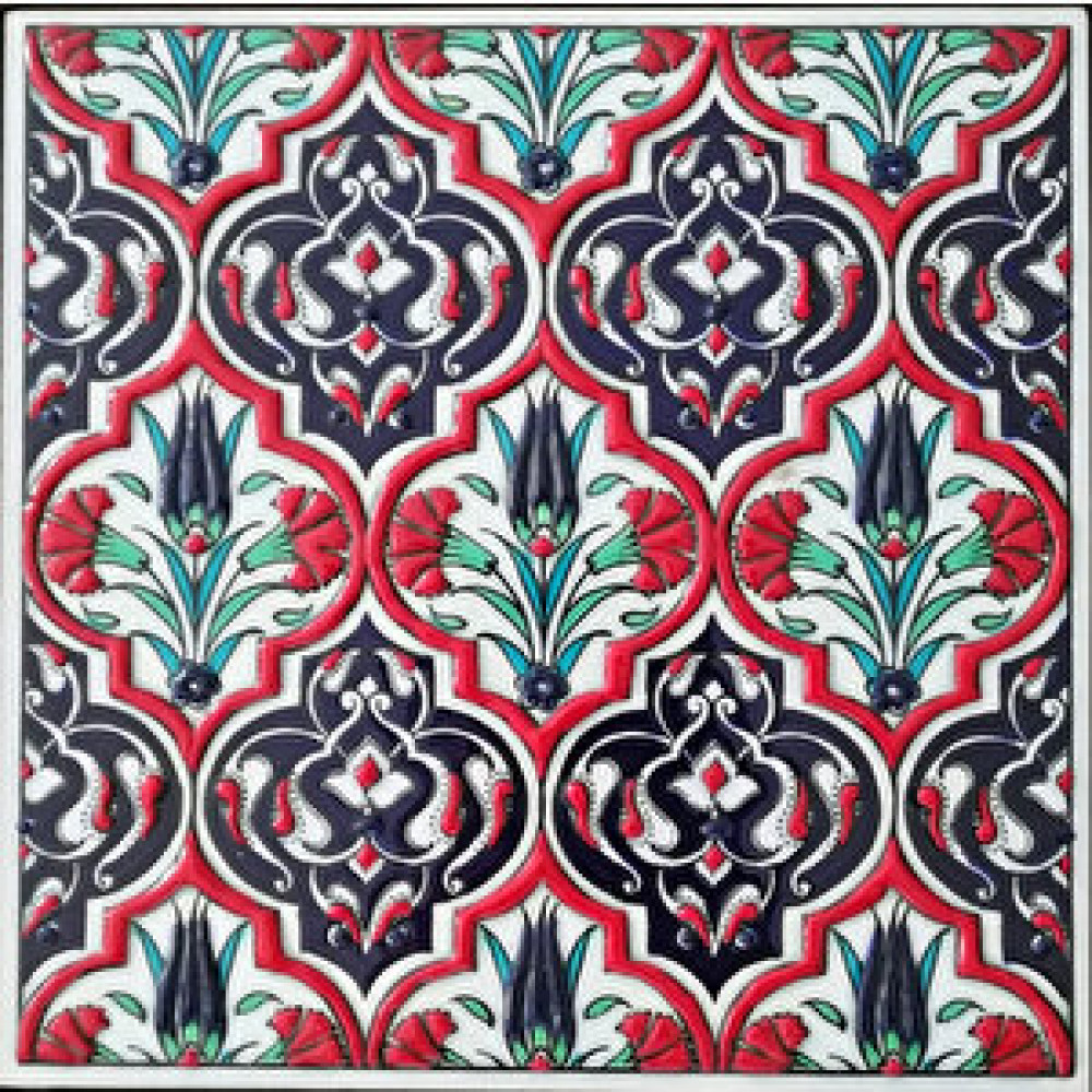 Armada Çini 20x20 Cm Ed 309 Kırmızı Madalyon El Dekoru Çini Pano Duvar Panosu Fiyatı