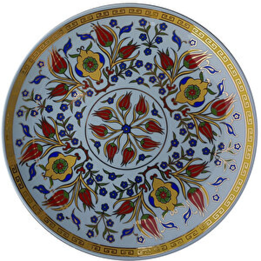 Armada Çini Prt 84 25 Cm Altın Yaldızlı Iznik Rumi Desenli Porselen Çini Tabak Obje Fiyatı