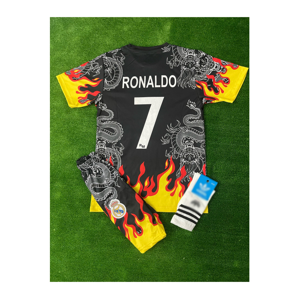 Armageddon Real Madrid 2023/24 Yeni Sezon Alevli Cristiano Ronaldo Özel Konsept çocuk Futbol Forması 8-9 Yaş Beden Erkek Forma Fiyatı