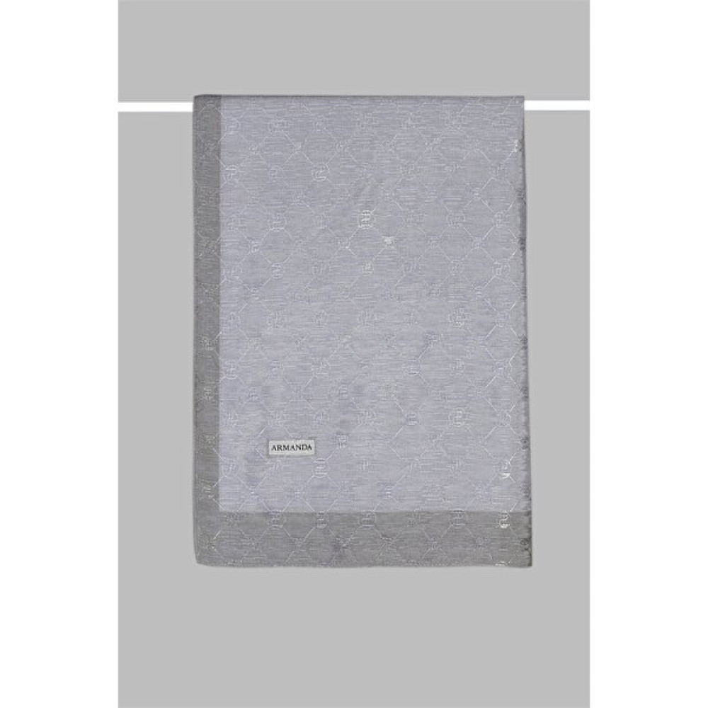 Armanda Zincir Monogram Desenli Şal 3042-Gümüş Şal / Fular & Eşarp Fiyatı