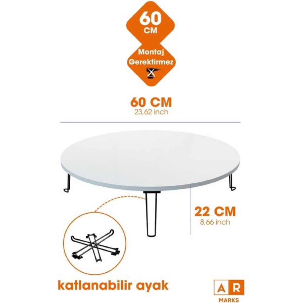 Armarks Katlanır Yer Sofrası, Metal Ayaklı Yer Sofrası, Hamur Açma Sunum Masası 60 cm Yemek & Mutfak Masası Fiyatı