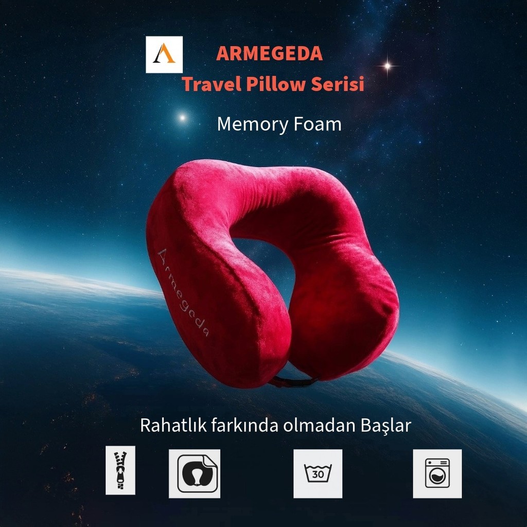 Armegeda Feskırmızı Memory Foam Boyun Destekli Seyahat Yastığı – U Şekilli, Yastık Yastık Kılıfı Fiyatı