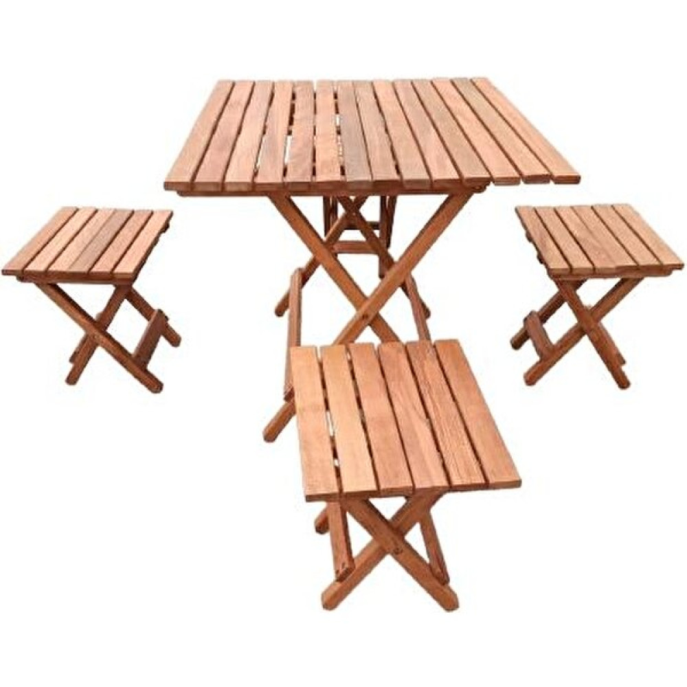 Armenbotanik Katlanır Ahşap Piknik/balkon Masası ve 4 Adet Tabure Bahçe Sehpası Fiyatı