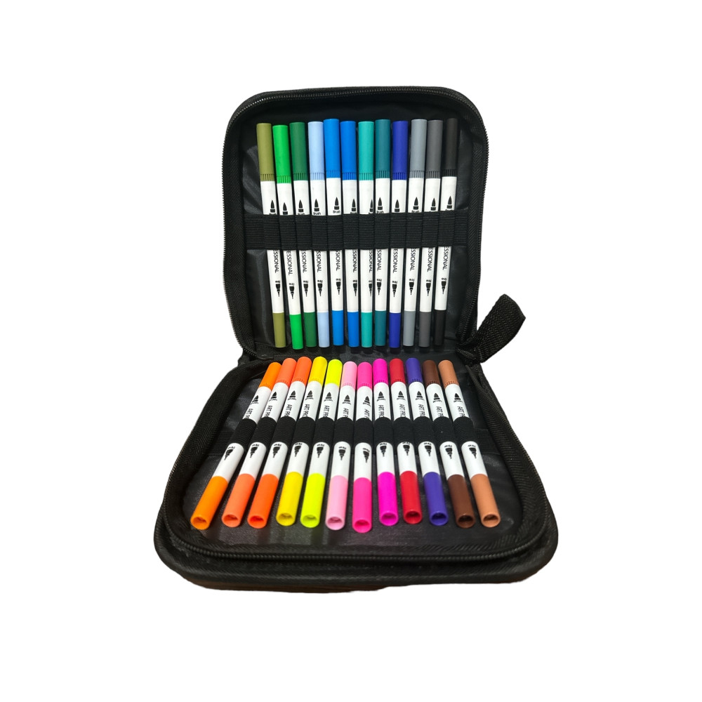 armex 24 Lü Çift Taraflı Brush pen Marker Kalem Seti Art Journal Sanatsal Kalemlik Çanta ile Keçe Uçlu Kalem Fiyatı