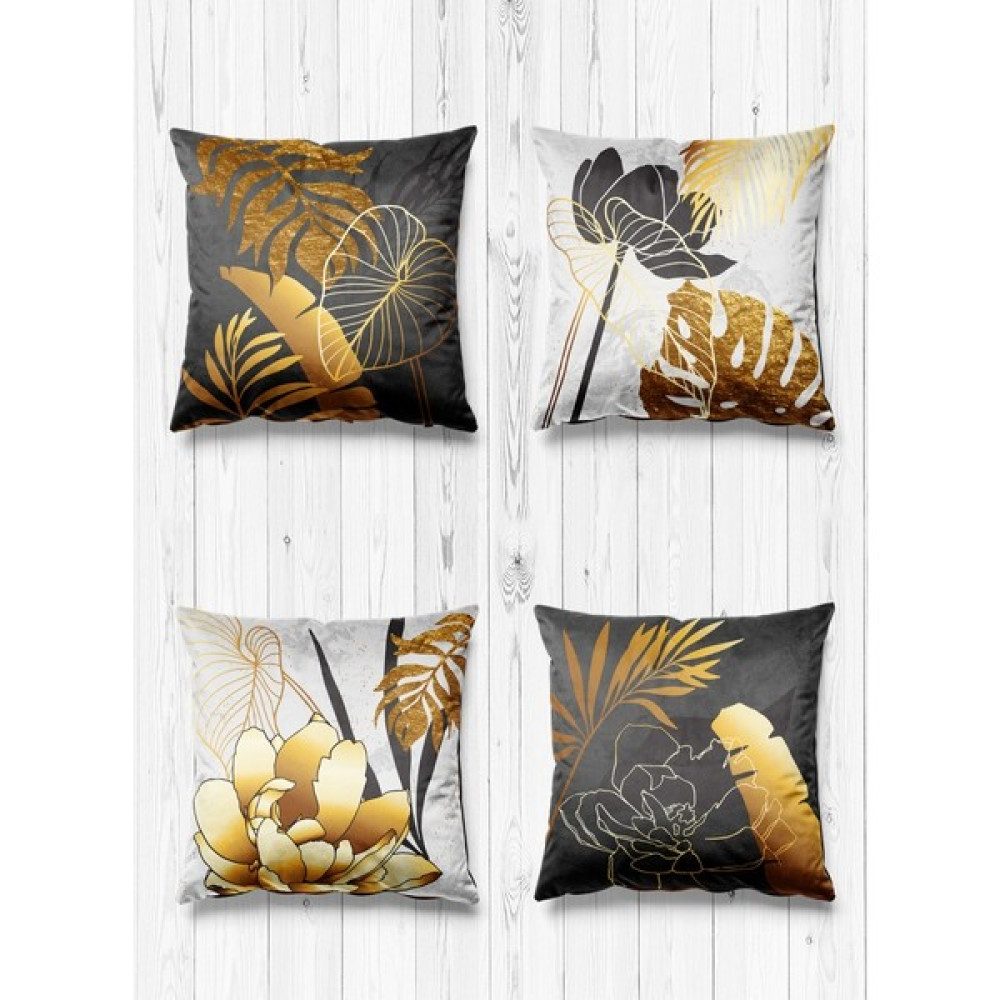 Armi Puf Gold Mermer 4'Lü Kırlent Kılıfı-PLS32-01-02 - 43 x 43 cm Kırlent / Mobilya Yastığı Fiyatı