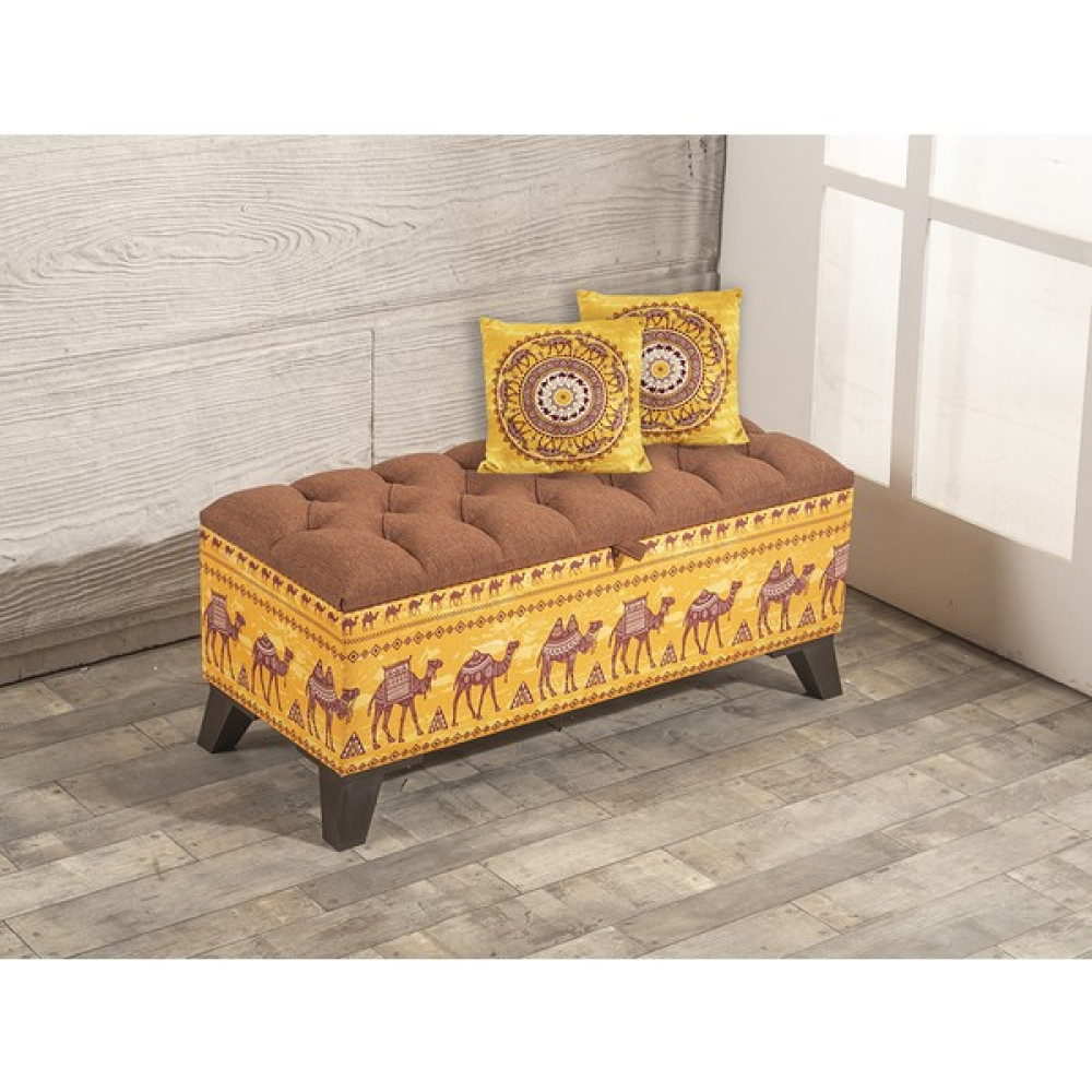 Armi Puf Kapitoneli Camel Sandıklı Puf - 2 Kırlent-SP04-18 Puf Fiyatı