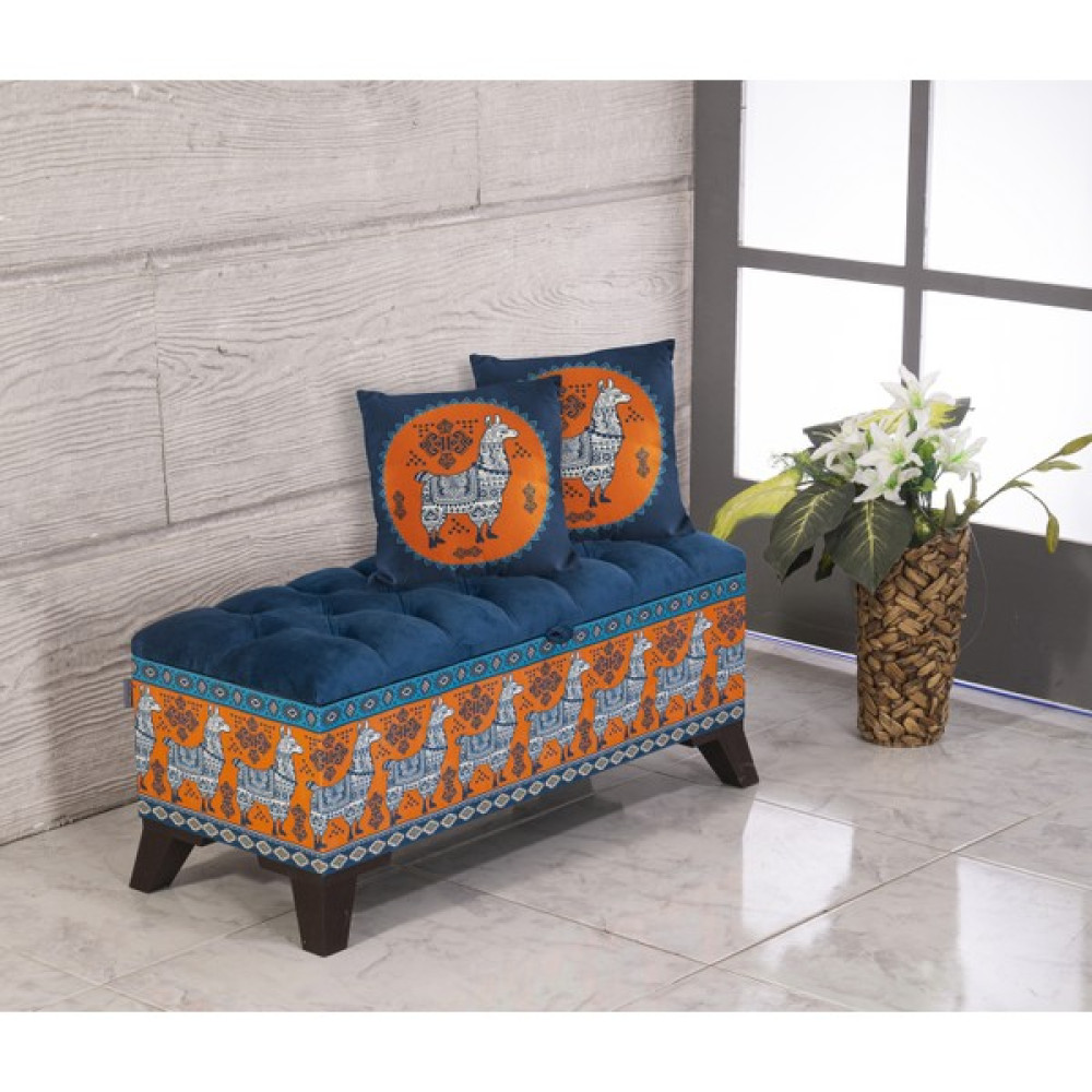 Armi Puf Kapitoneli Lama Desenli Sandıklı Puf +2 Kırlent-SP04-24 Puf Fiyatı