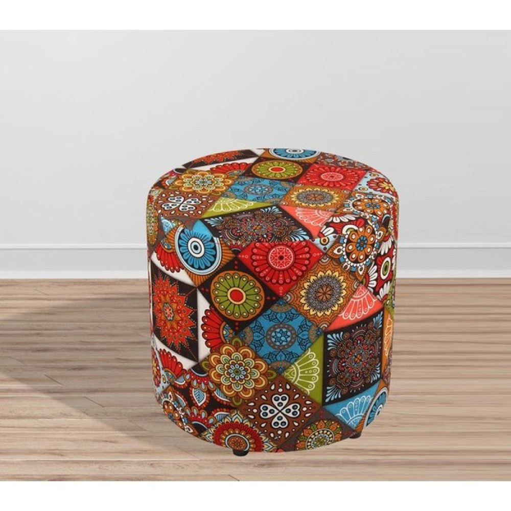 Armi Puf Kırmızı Mandala Desenli Yuvarlak Puf Puf Fiyatı