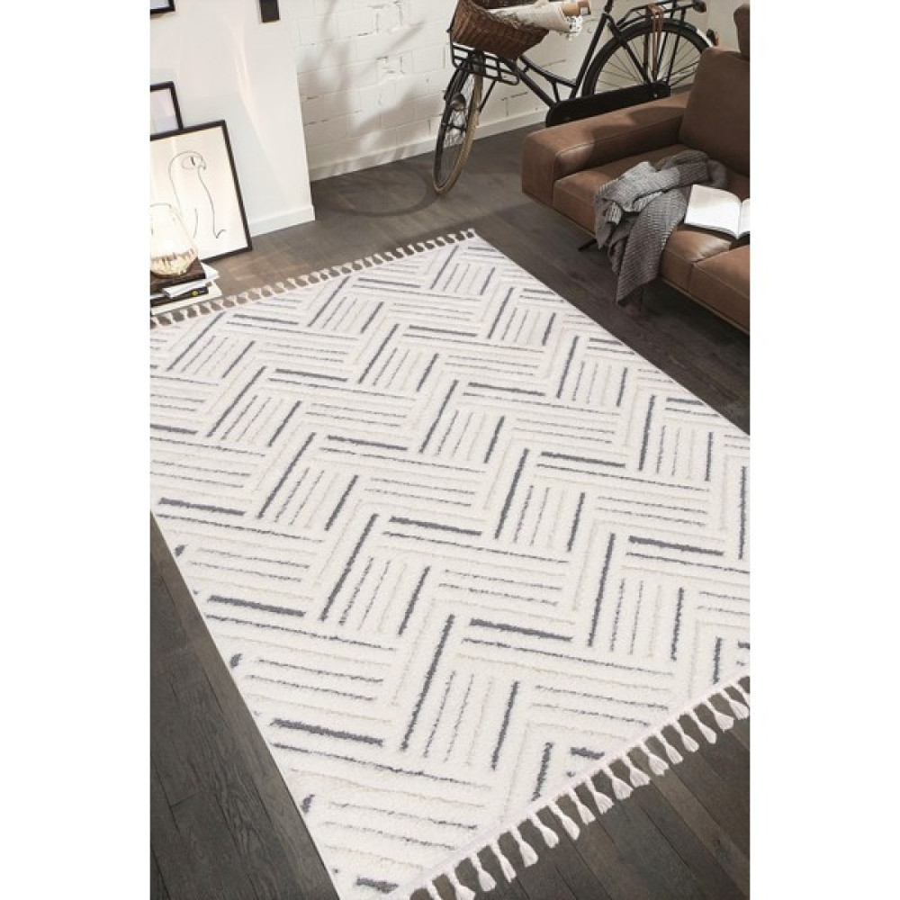 Armida Concept Enjoy Krem Gri Bukleli Yumuşak Peluş Shaggy Halı Salon Oturma Odası Halısı Çocuk Odası Mutfak Halısı 120 x 170 - Gri - Krem Salon Halısı Fiyatı