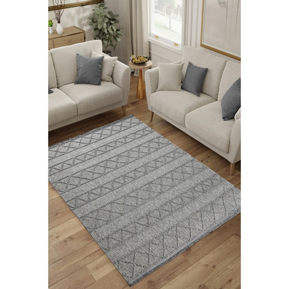 Armida Concept Olivia Gri %100 Polyester Bukleli Dokuma Makine Halısı Oturma Odası Salon Mutfak Halısı 200 x 290 - 200 x 290 cm Salon Halısı Fiyatı