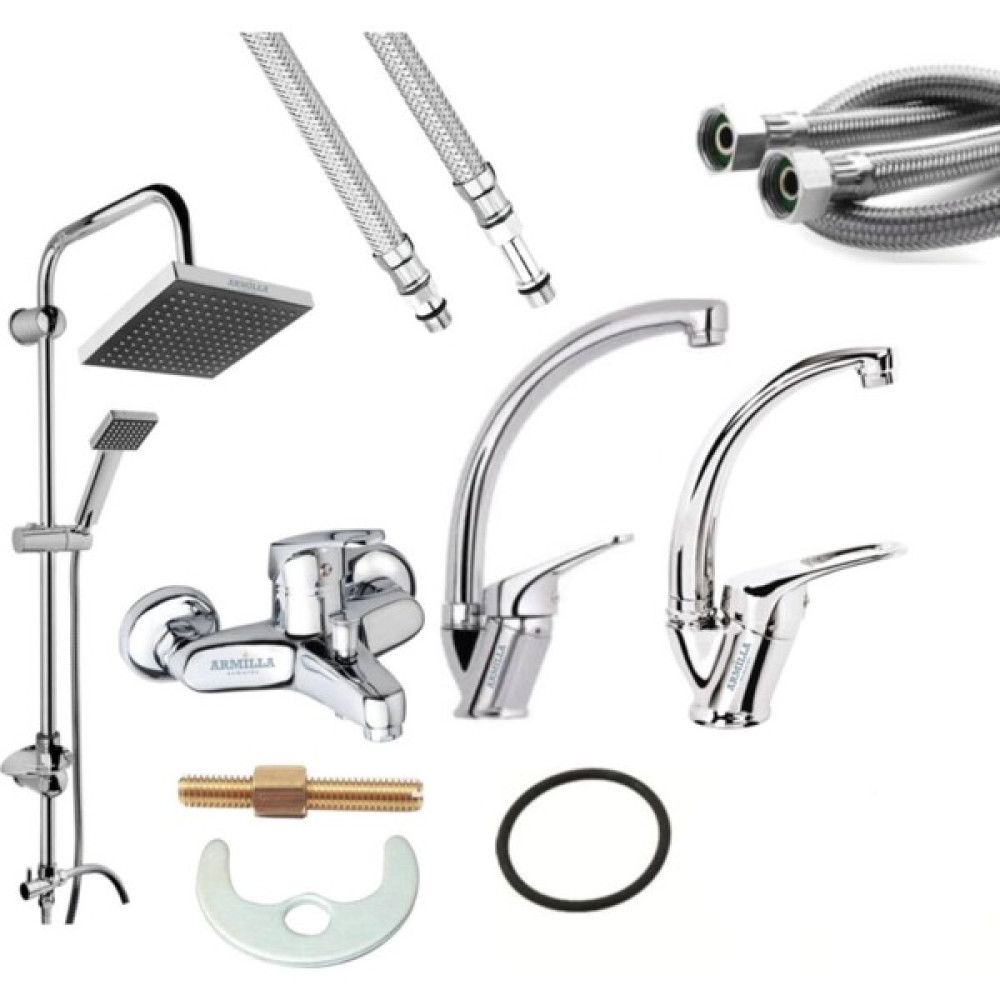 Armilla Armatür 4’lü Set Robot Yağmurlama Tepe Duş Seti - Banyo - Lavabo - Mutfak Eviye Musluğu Bataryası Duş Seti Fiyatı