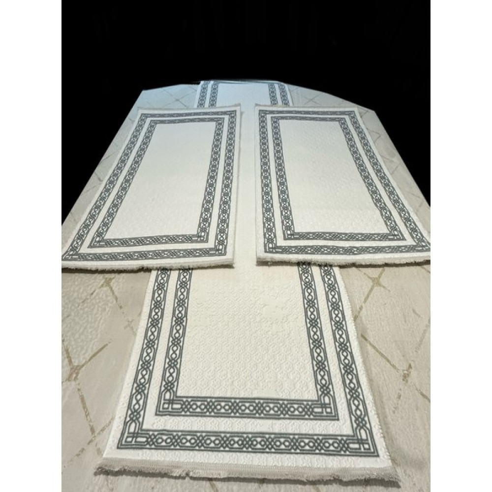 Armoni 3'lü Yatak Odası Halısı - 80 x 300 cm - Gri - Beyaz Salon Halısı Fiyatı