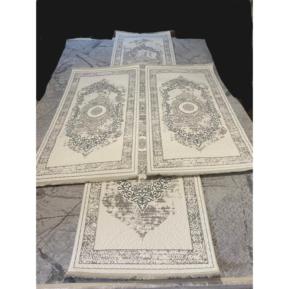 Armoni 3'lü Yatak Odası Takım Halısı - 80 x 300 cm - Gri - Beyaz Salon Halısı Fiyatı
