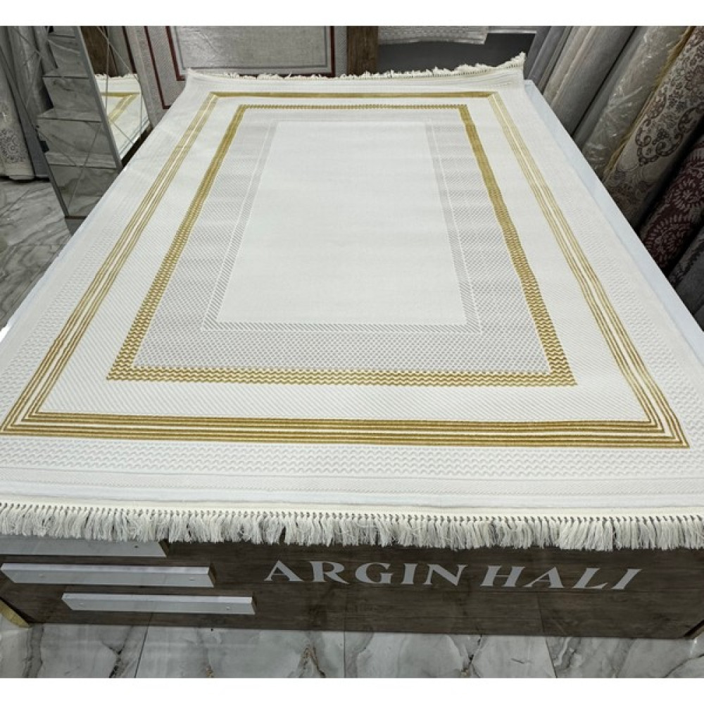 Armoni Oturma Odası Halısı Beyaz&gold Leke Tutmaz Argın Halı - 200 x 290 cm Salon Halısı Fiyatı