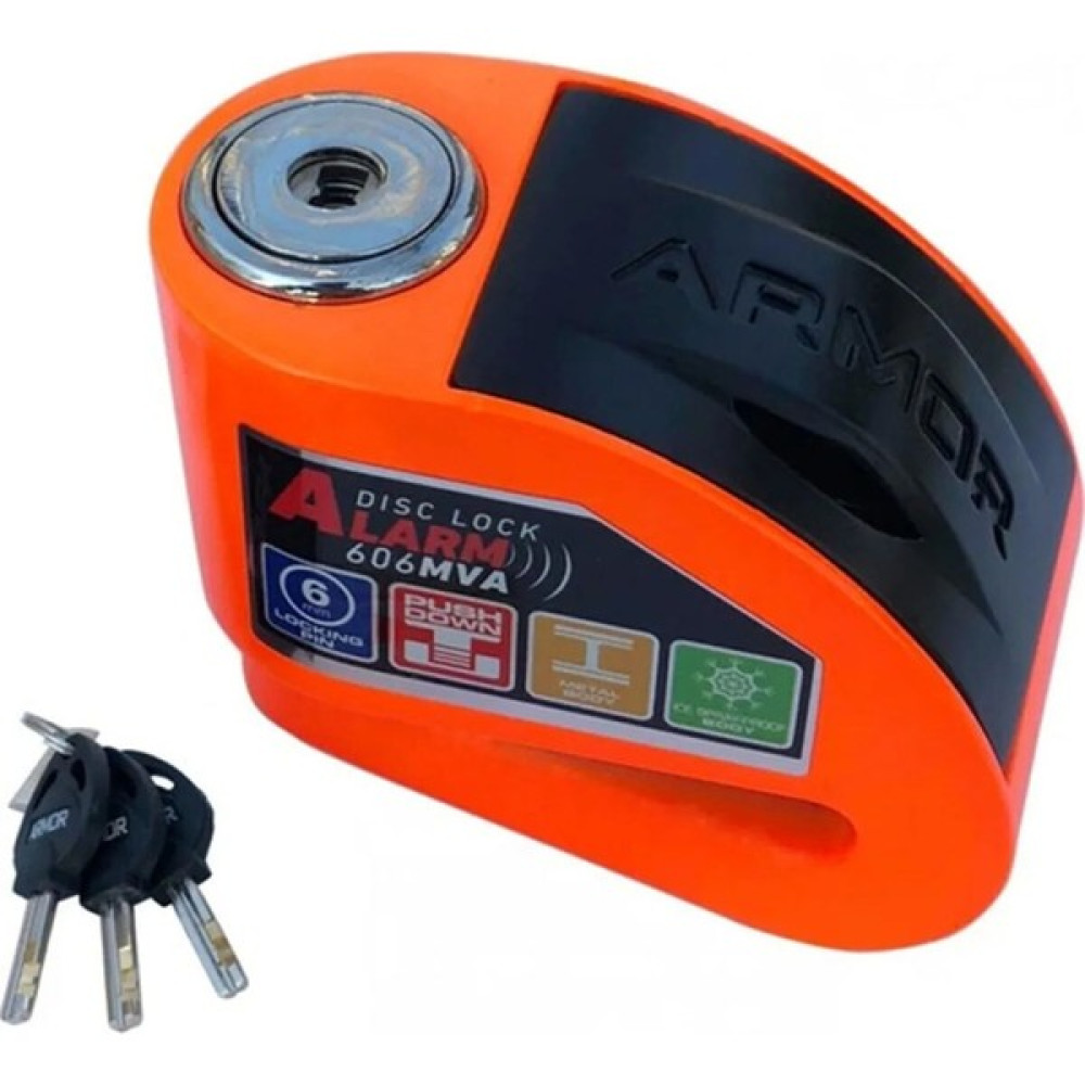 Armor 606 Mva 6mm Paslanmaz Çelik Alarmlı Disk Kilidi Turuncu Motorsiklet Kilidi & Alarmı Fiyatı