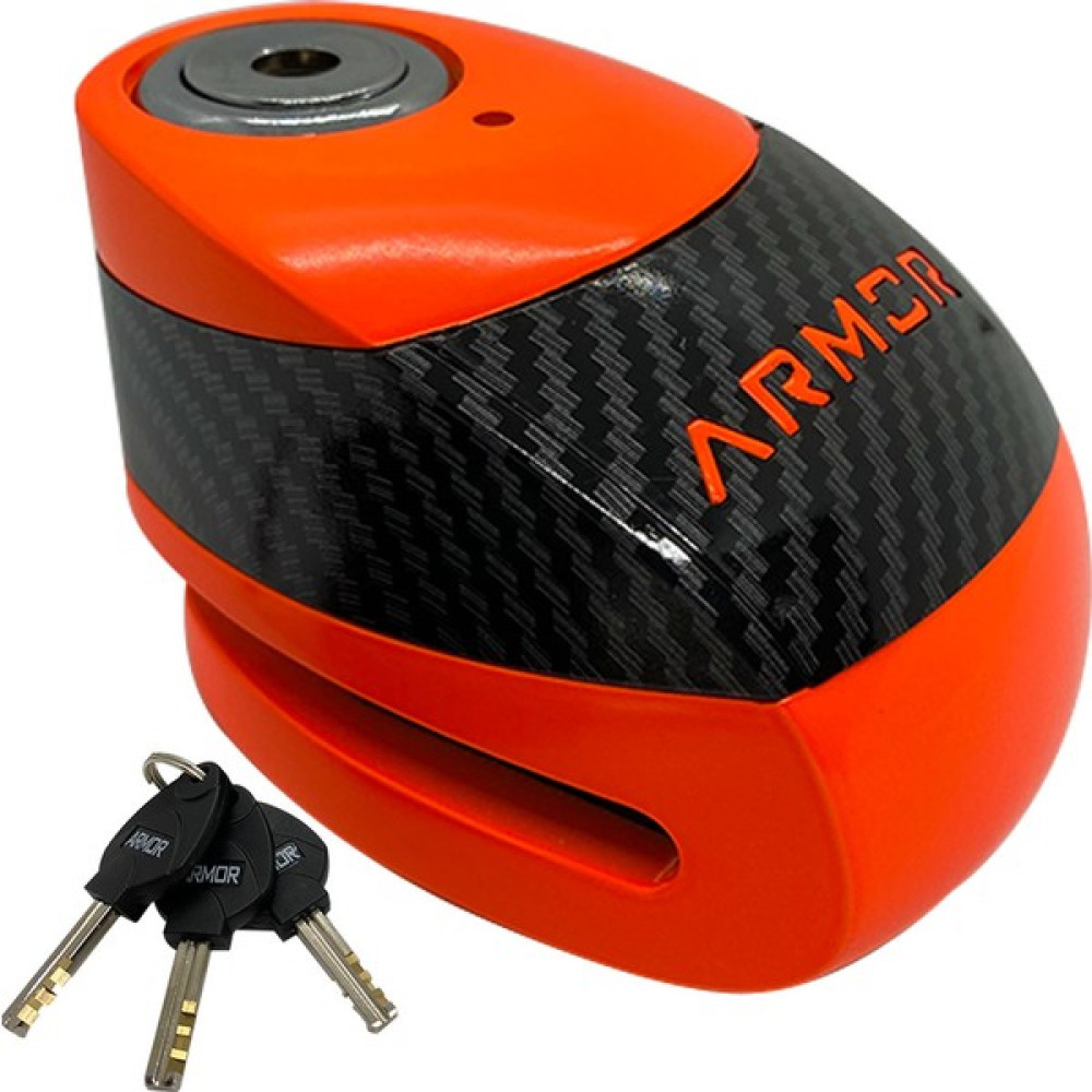 Armor 610+MVA 10MM Paslanmaz Çelik Alarmlı Karbon Disk Kilidi Turuncu Motorsiklet Kilidi & Alarmı Fiyatı