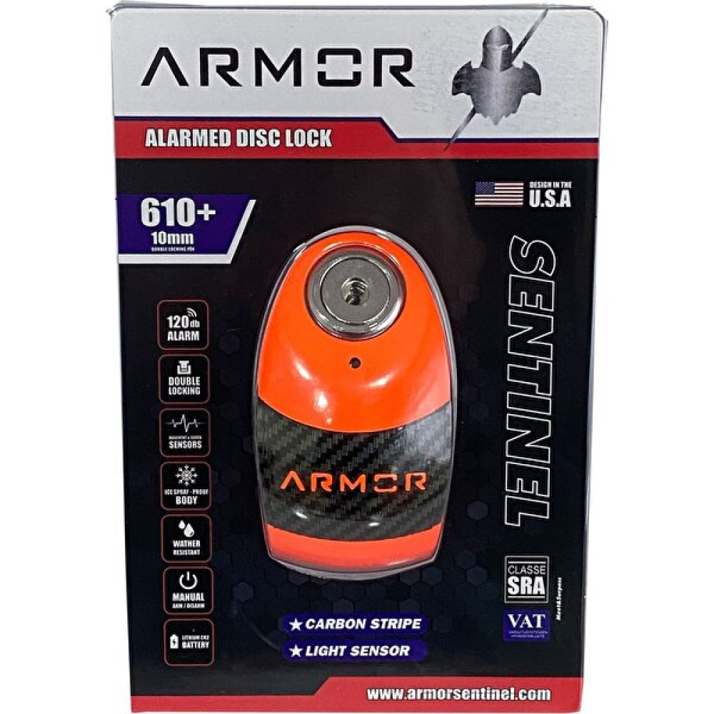 Armor 610MVA Plus 10 mm 120 Desibel Alarmlı Disk Kilidi Yeni Sezon - Turuncu Motorsiklet Kilidi & Alarmı Fiyatı
