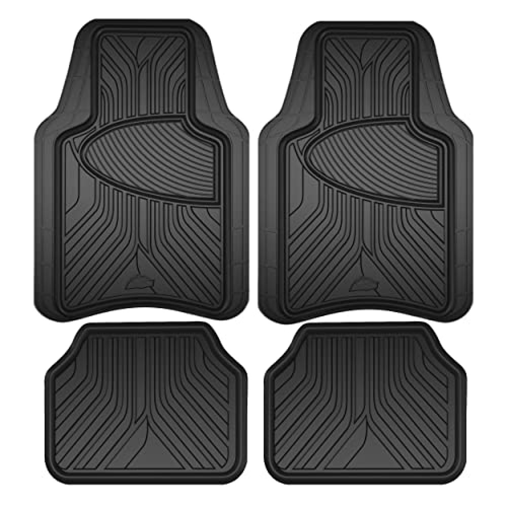 Armor All 4-Piece All-Season Floor Mats, Custom Fit Car Mats, All-Weather Car Floor Mats, Trim-to-Fit Automotive Floor Mats for Cars, Trucks, SUVs, Vehicle Floor Liner -- Black