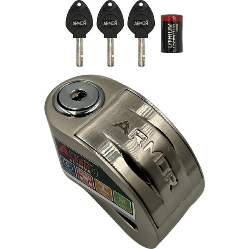 Armor Motosiklet Disk Kilidi Gri Alarmlı ( 120DB ) - Standart Motorsiklet Kilidi & Alarmı Fiyatı