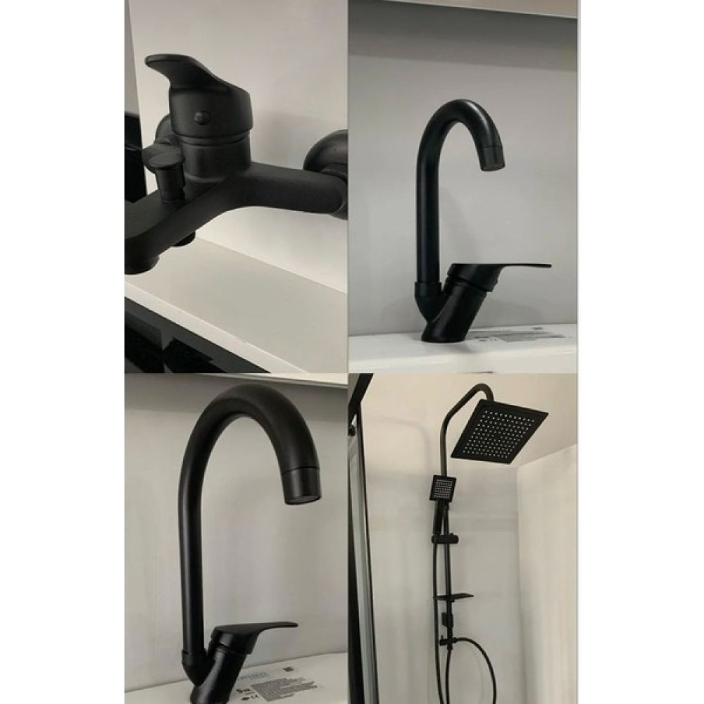 Armour Armatür Siyah 4 Lü Banyo Seti Mutfak, Lavabo, Banyo Bataryası Duş Seti Bataryalar Fiyatı