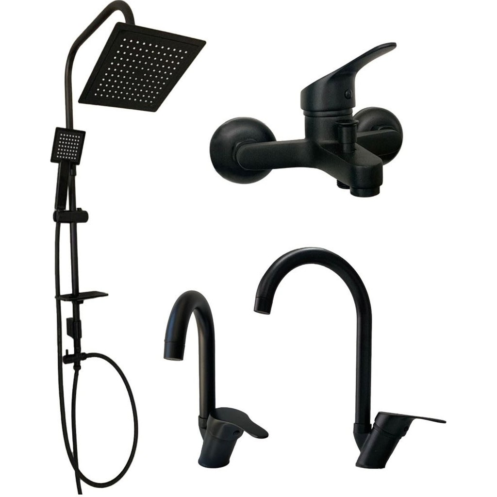 Armour Armatür Siyah 4 Lü Banyo Seti Mutfak, Lavabo, Banyo Bataryası Duş Seti Bataryalar & Musluklar Fiyatı