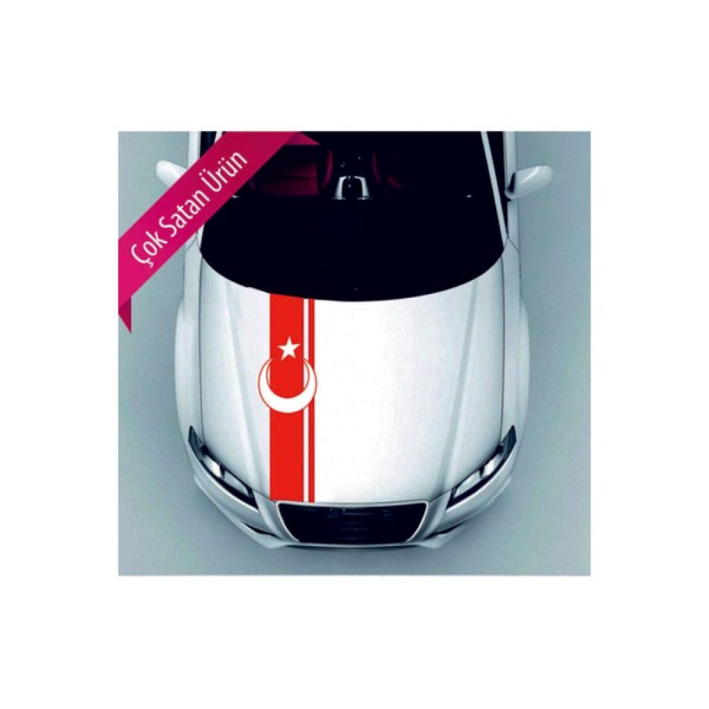 Armut Reklam Ay Yıldız Kaput Şerit Oto Sticker Kırmızı 117X20 - Beyaz - Kırmızı - 117x20 cm Oto Boyaları Fiyatı