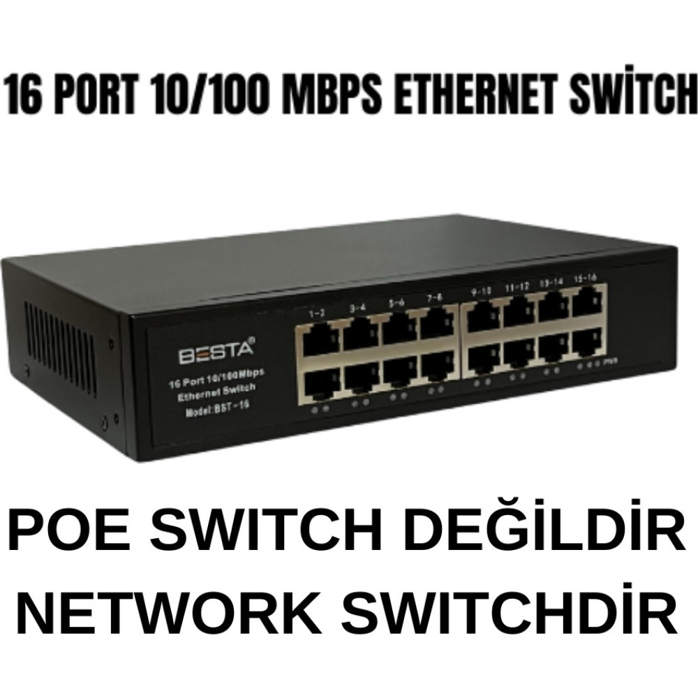 Arna 16 Port Ethernet Network Switch 10/100 Mbps Switchler Fiyatı