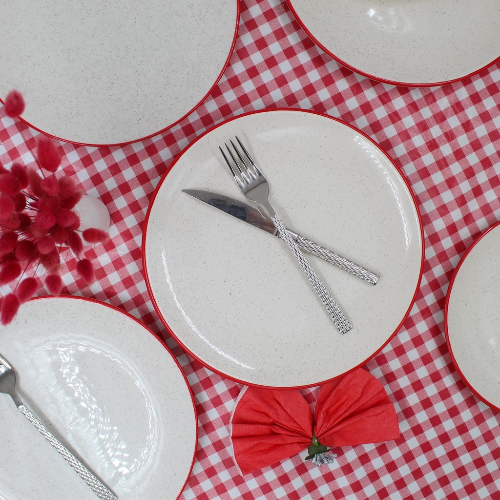 Arna Porselen Kiraz 20 cm Pasta Tabağı 6 Adet - Kırmızı Diğer Fiyatı