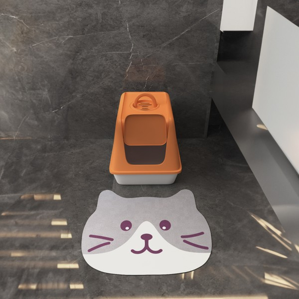 Arnee Kedi Tuvalet Önü Paspası Büyük Boy Desenli Kedi Kumu Paspası 50 x 60 cm - 60 x 45 cm - Gri Evcil Hayvan Ürünleri Fiyatı