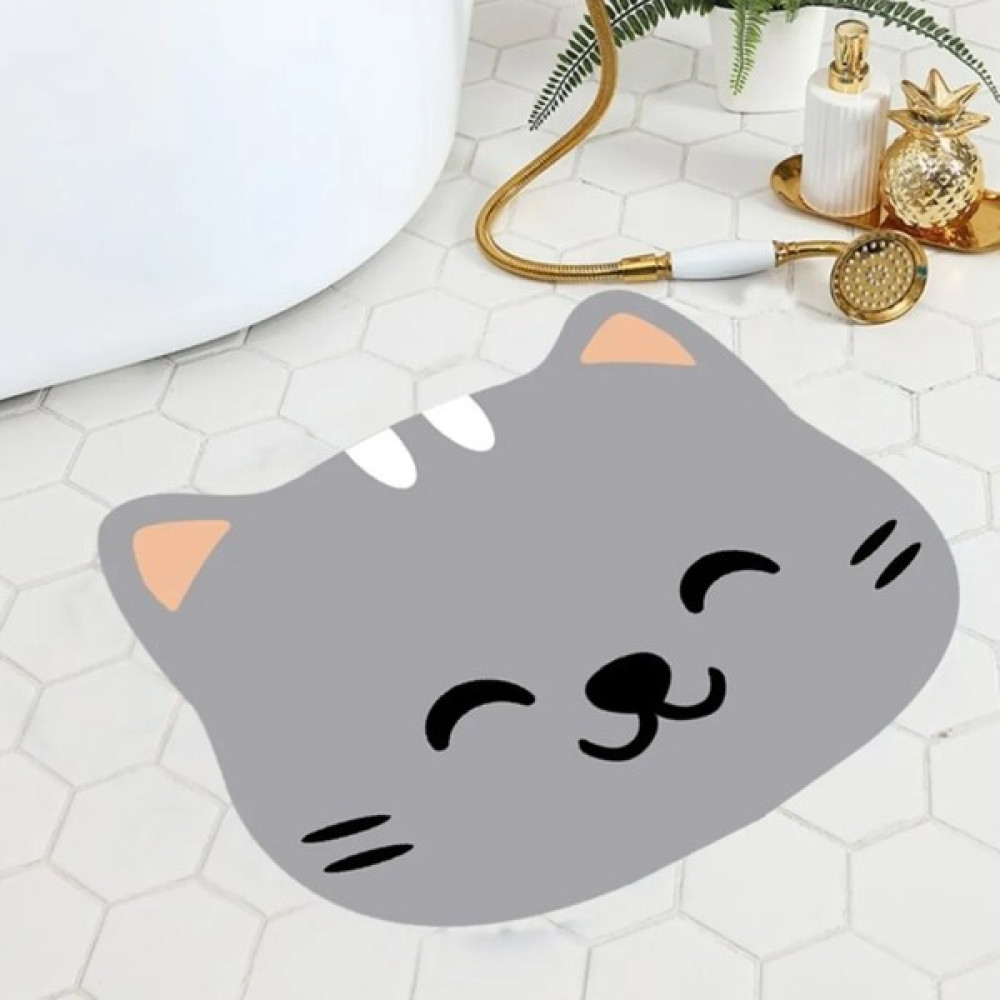 Arnee Kedi Tuvalet Önü Paspası, Kedi Mama Önü Paspası, Kedi Desenli Paspas, 50X60 cm - Gri Evcil Hayvan Ürünleri Fiyatı