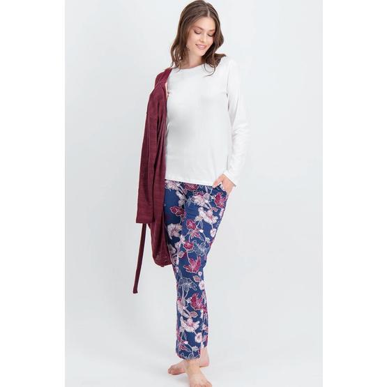 Arnetta Carnation Krem Hırka 3'lü Kadın Pijama Takımı