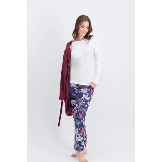 Arnetta Carnation Krem Hırka 3'lü Kadın Pijama Takımı